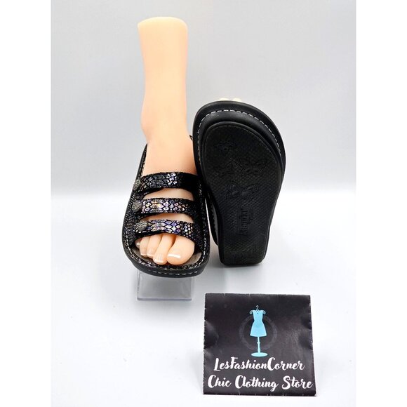 Alegria Women's Black Iridescent Leather Kacee Magnetic Sandals Sz 5.5 2320 - Picture 3 of 16